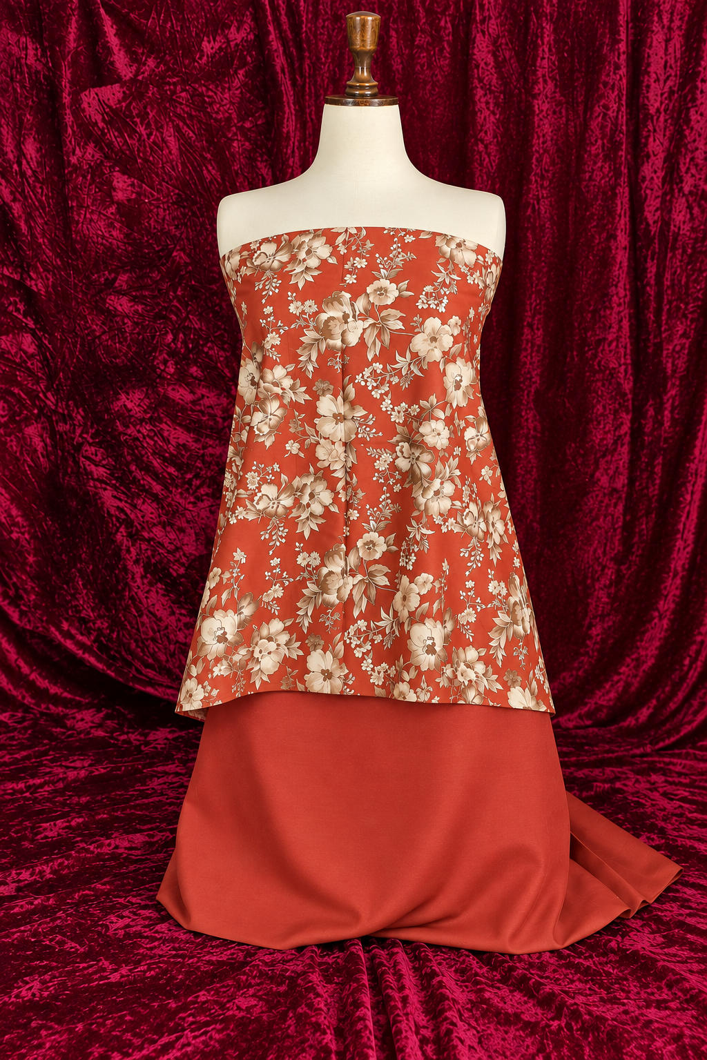 🍂 Rust Bloom – 2PC Printed Linen Shirt & Trouser | Unstitched Collection by Merium’s Wear 🌸