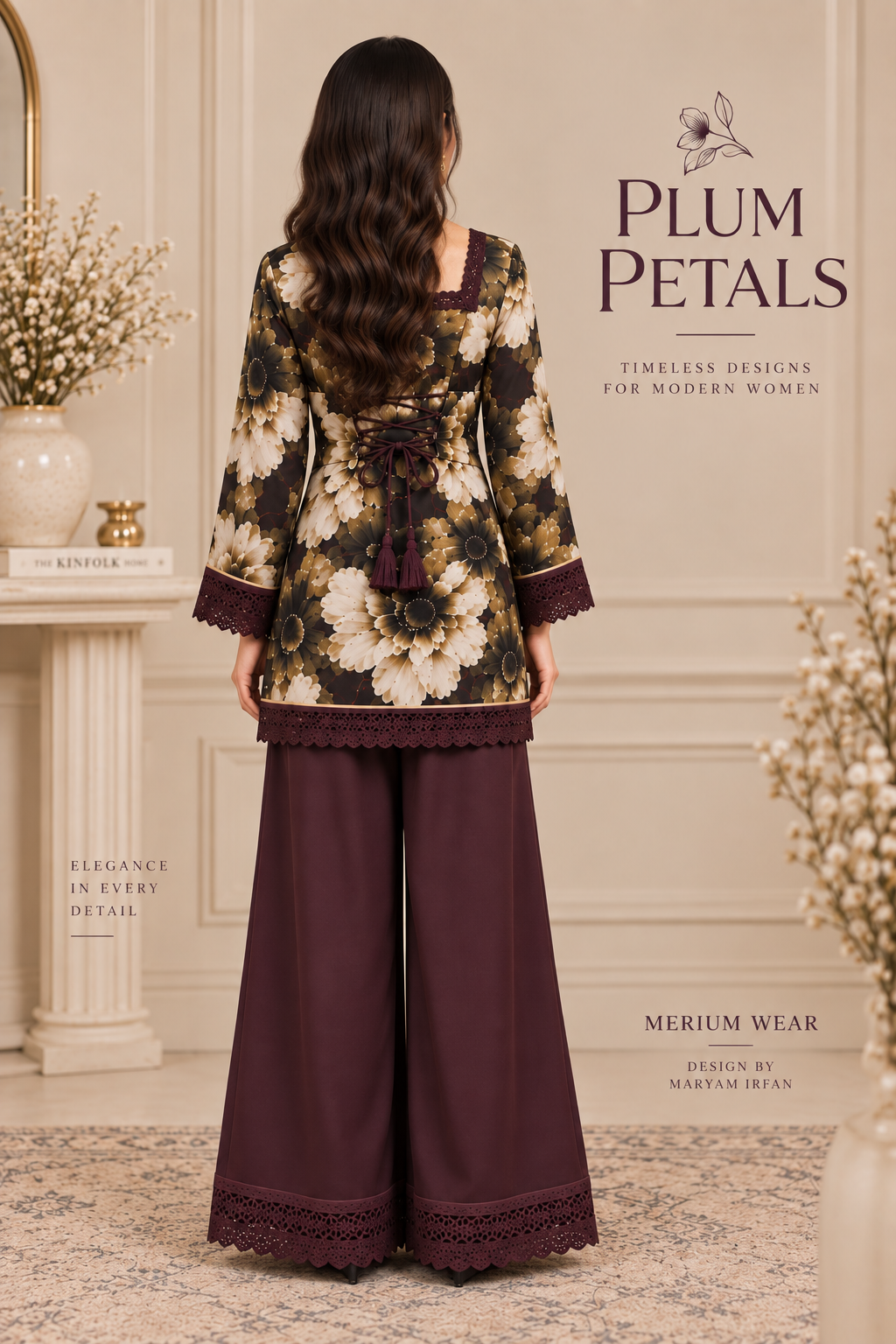 Plum Petals – 2PC Floral Linen Suit 🌷✨ | Merium’s Wear 🤍👗