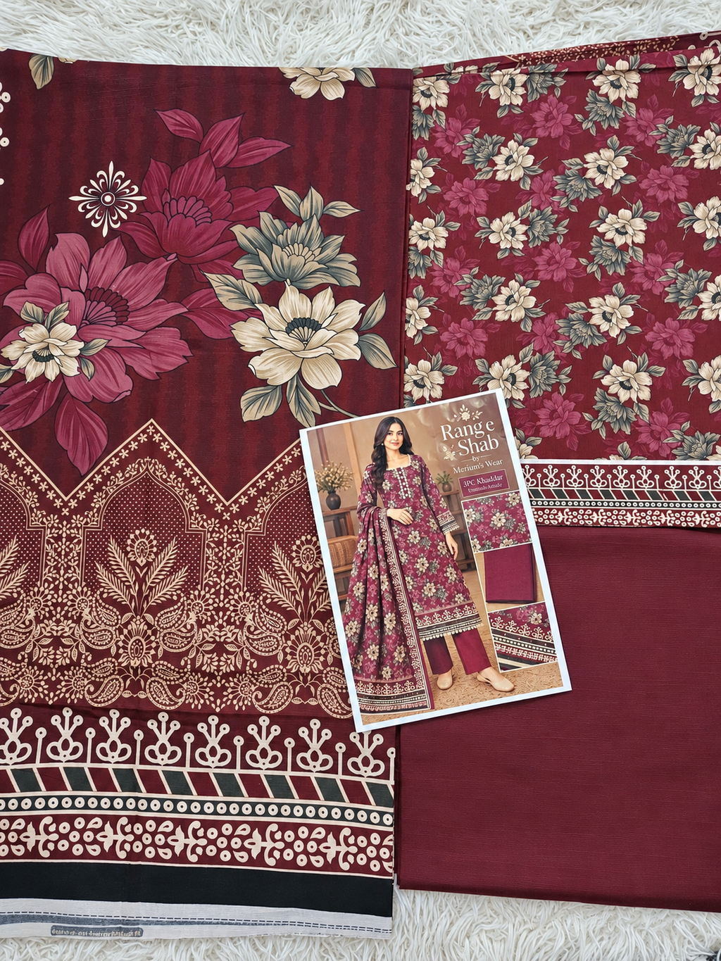 🌙✨ Rang-e-Shab – Premium 3PC Khaddar Unstitched Suit 🌸🖤 | Merium’s Wear 👗💫